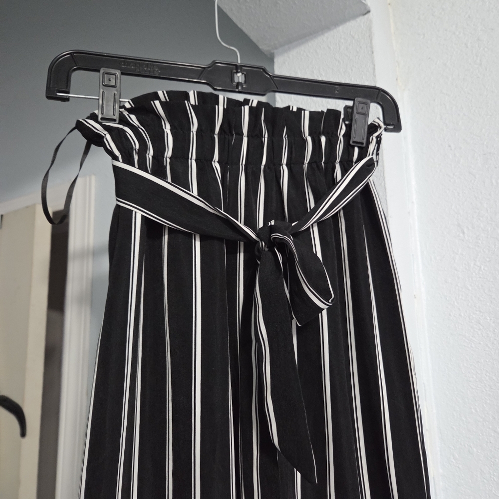 Striped Black and White Women's Pants - Picture 3 of 6